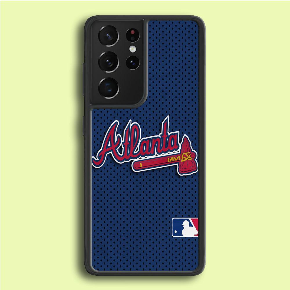 Baseball Atlanta Braves MLB 002 Samsung Galaxy S21 Ultra Case-Rubber / White (2D Case)-Xtracase