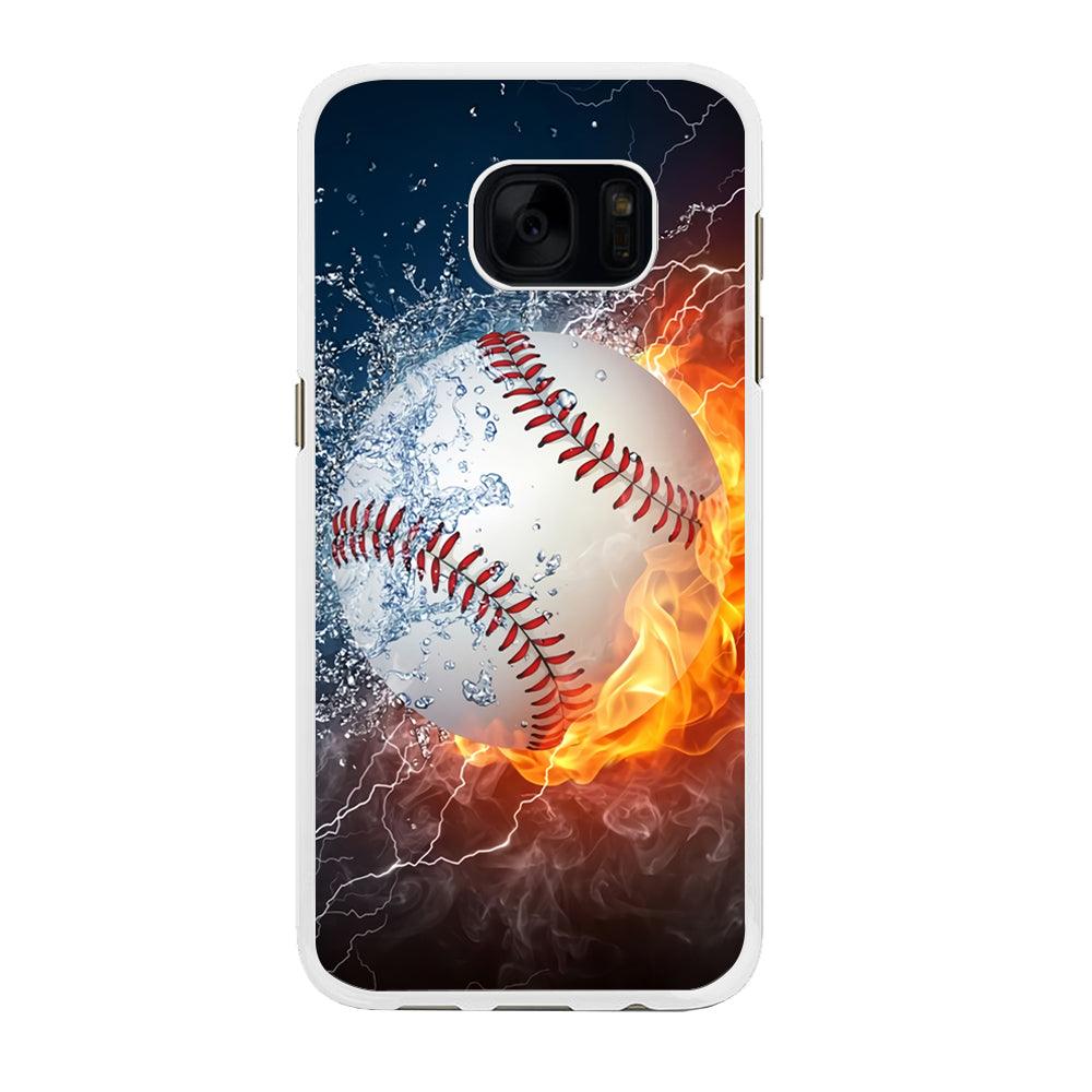 Baseball Ball Cool Art Samsung Galaxy S7 Edge Case-Rubber / White (2D Case)-Xtracase