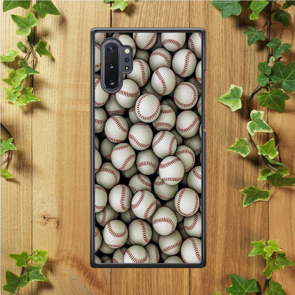 Baseball Ball Pattern Samsung Galaxy Note 10 Plus Case-Rubber / White (2D Case)-Xtracase