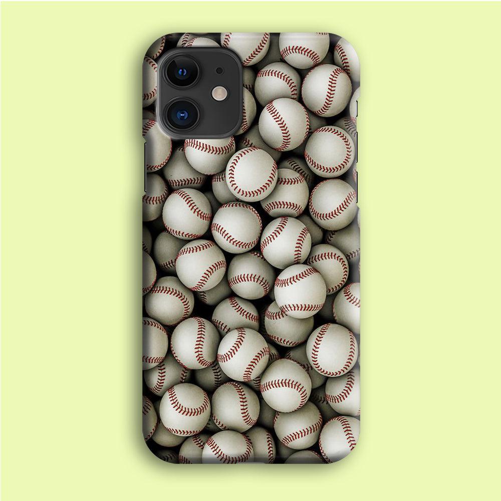 Baseball Ball Pattern iPhone 12 Case-Plastic / Full Wrap (3D Case)-Xtracase