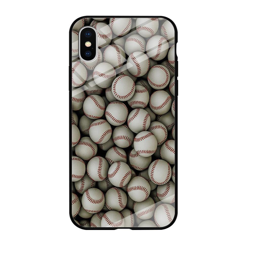 Baseball Ball Pattern iPhone Xs Case-Tempered Glass Case-Xtracase
