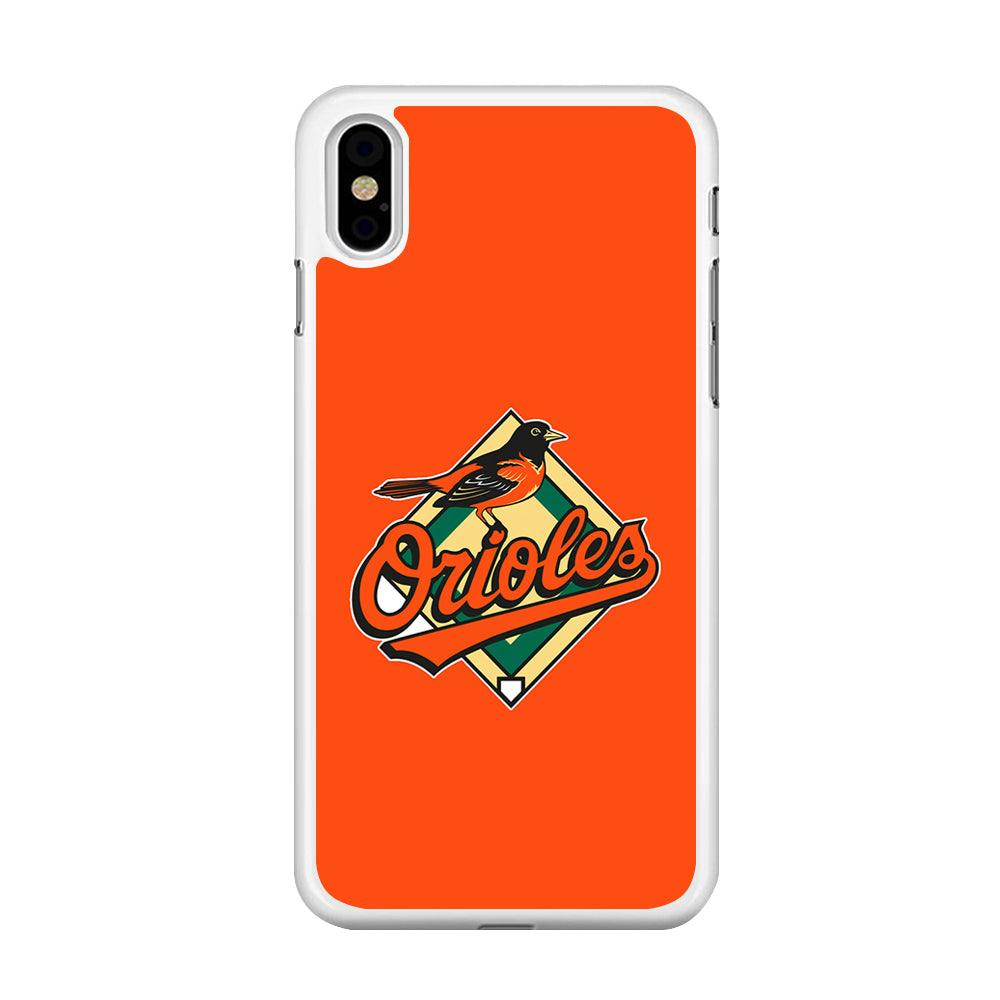 Baseball Baltimore Orioles MLB 002 iPhone Xs Case-Rubber / White (2D Case)-Xtracase