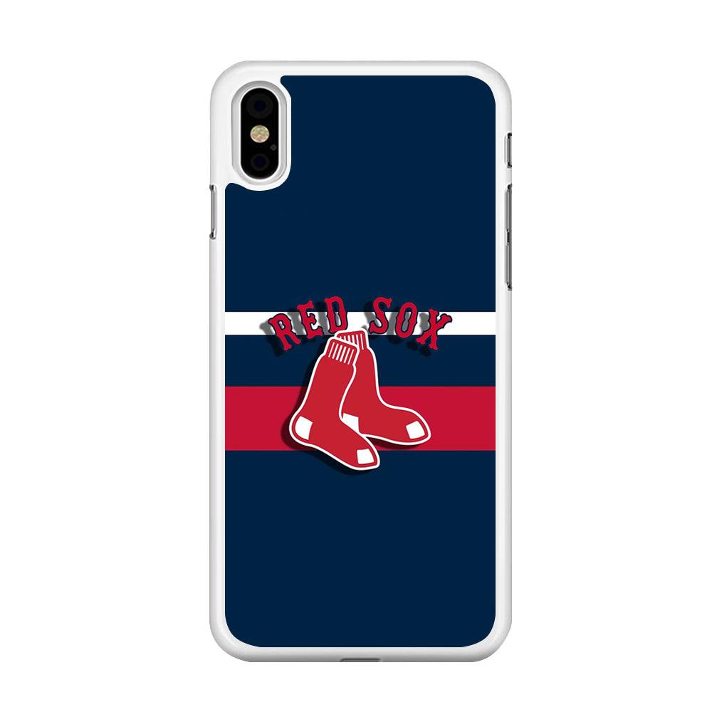 Baseball Boston Red Sox MLB 001 iPhone Xs Max Case-Rubber / White (2D Case)-Xtracase