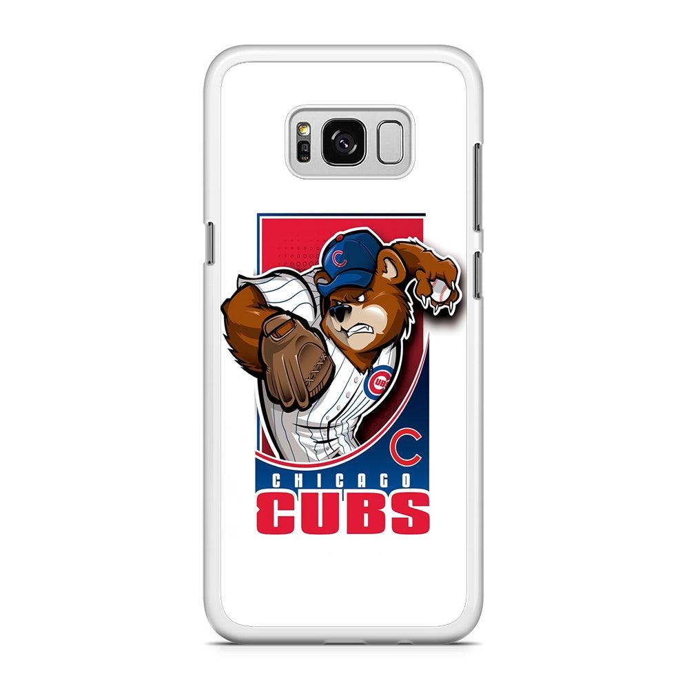 Baseball Chicago Cubs MLB 001 Samsung Galaxy S8 Case-Rubber / White (2D Case)-Xtracase