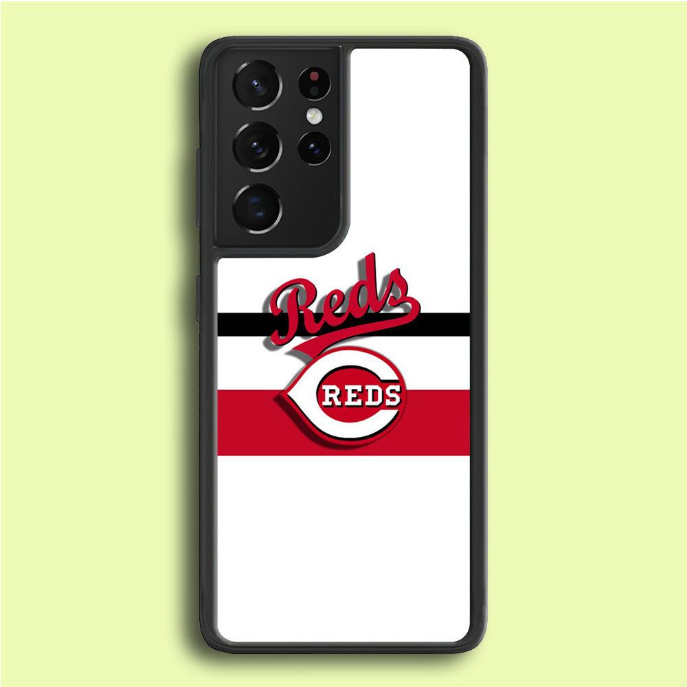 Baseball Cincinnati Reds MLB 001 Samsung Galaxy S21 Ultra Case-Rubber / White (2D Case)-Xtracase