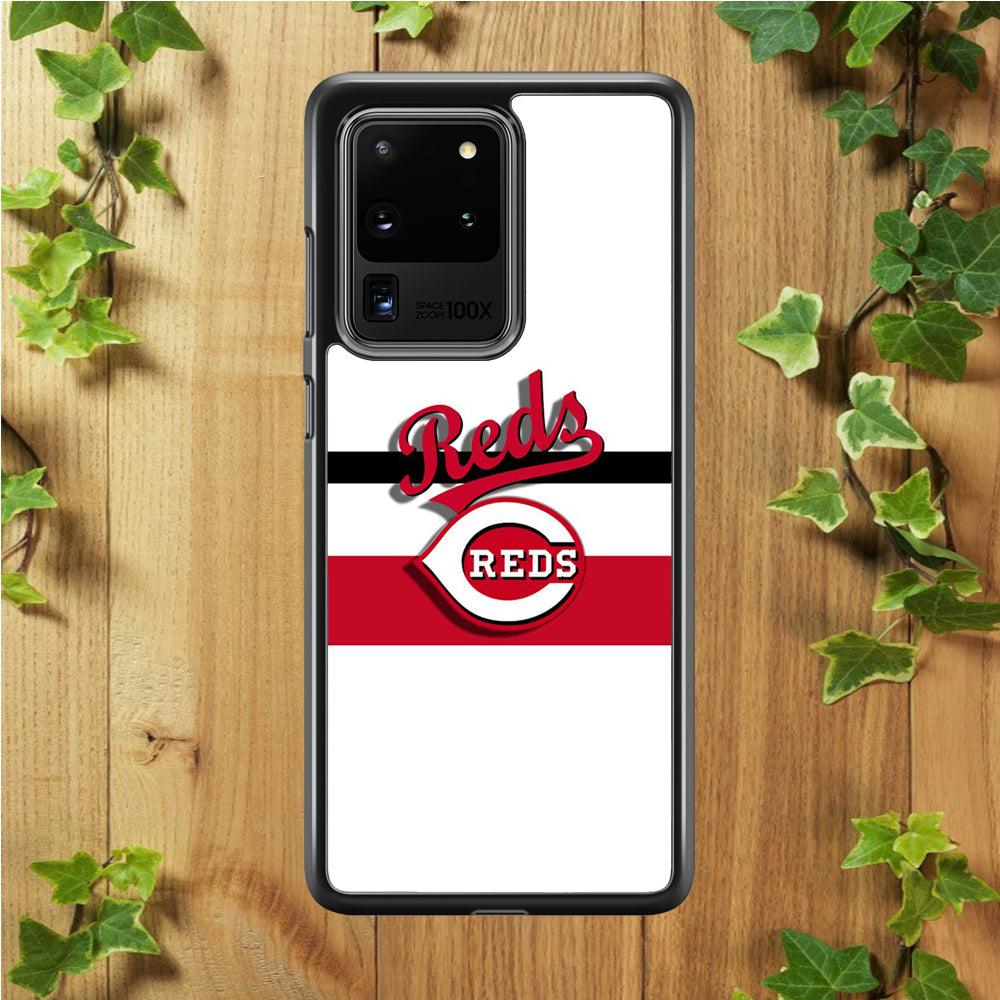Baseball Cincinnati Reds MLB 001 Samsung Galaxy S20 Ultra Case-Rubber / White (2D Case)-Xtracase