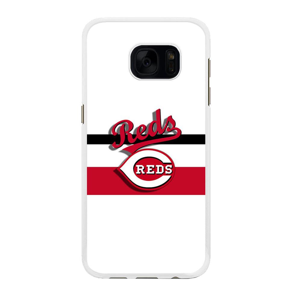 Baseball Cincinnati Reds MLB 001 Samsung Galaxy S7 Edge Case-Rubber / White (2D Case)-Xtracase