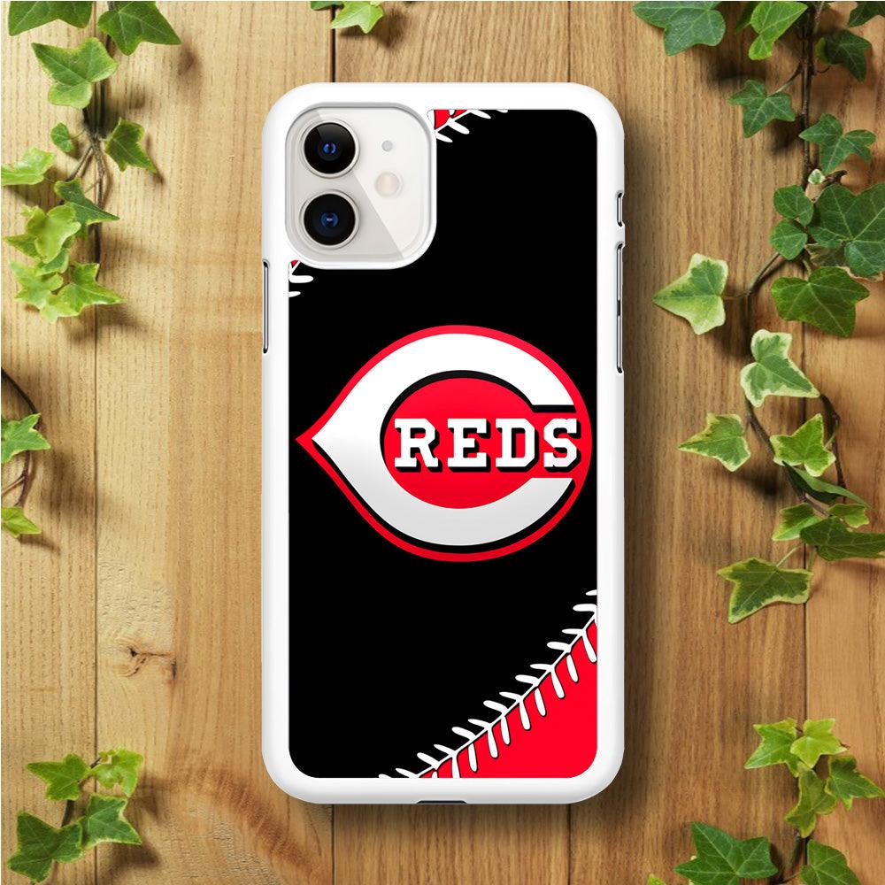 Baseball Cincinnati Reds MLB 002 iPhone 11 Case-Rubber / White (2D Case)-Xtracase