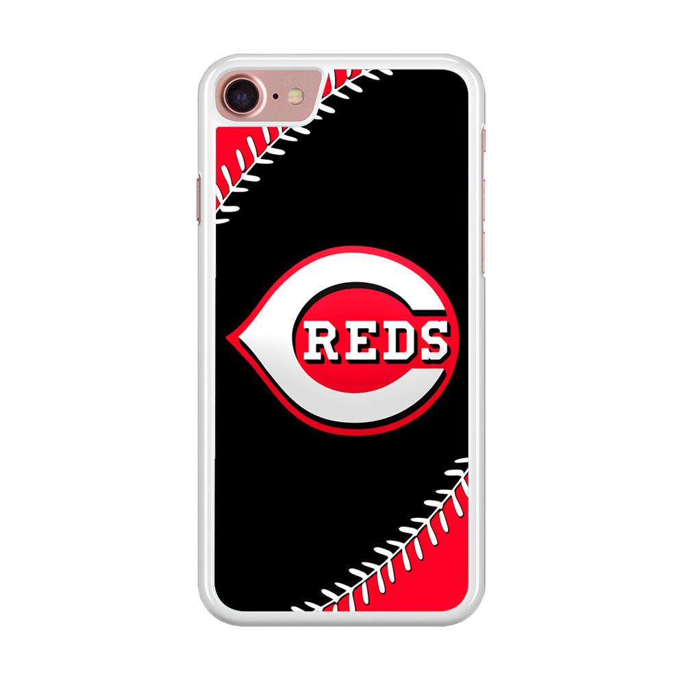 Baseball Cincinnati Reds MLB 002 iPhone 7 Case-Rubber / White (2D Case)-Xtracase