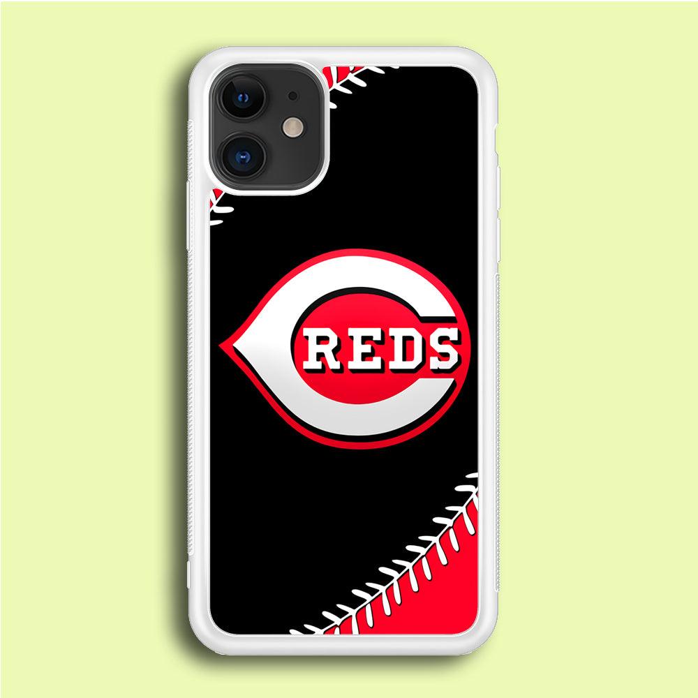 Baseball Cincinnati Reds MLB 002 iPhone 12 Case-Rubber / White (2D Case)-Xtracase