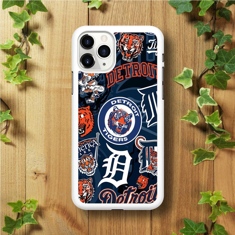 Baseball Detroit Tigers MLB 002 iPhone 11 Pro Case-Rubber / White (2D Case)-Xtracase