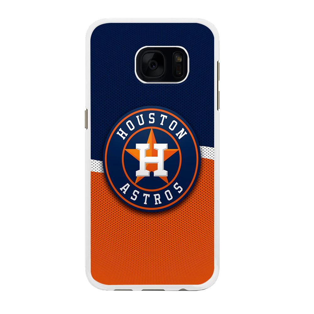 Baseball Houston Astros MLB 001 Samsung Galaxy S7 Edge Case-Rubber / White (2D Case)-Xtracase