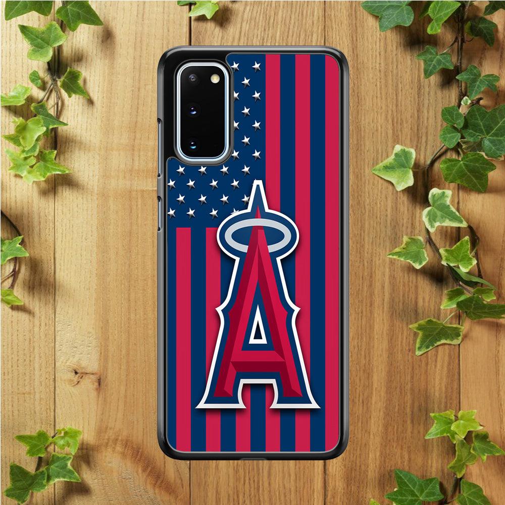 Baseball Los Angeles Angels MLB 001 Samsung Galaxy S20 Case-Rubber / White (2D Case)-Xtracase