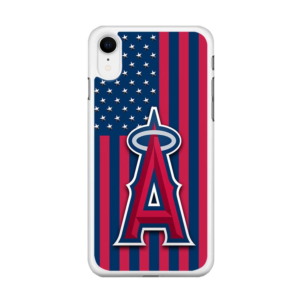 Baseball Los Angeles Angels MLB 001 iPhone XR Case-Rubber / White (2D Case)-Xtracase