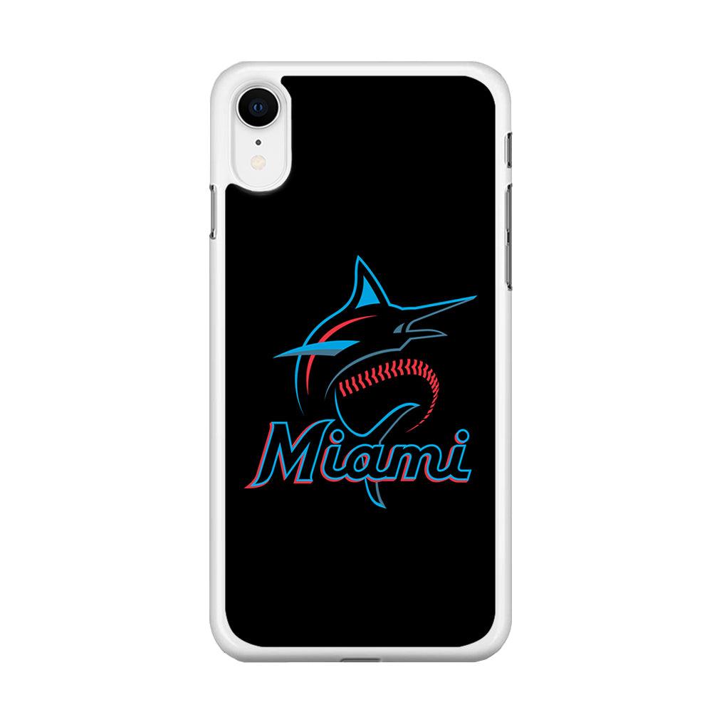Baseball Miami Marlins MLB 001 iPhone XR Case-Rubber / White (2D Case)-Xtracase