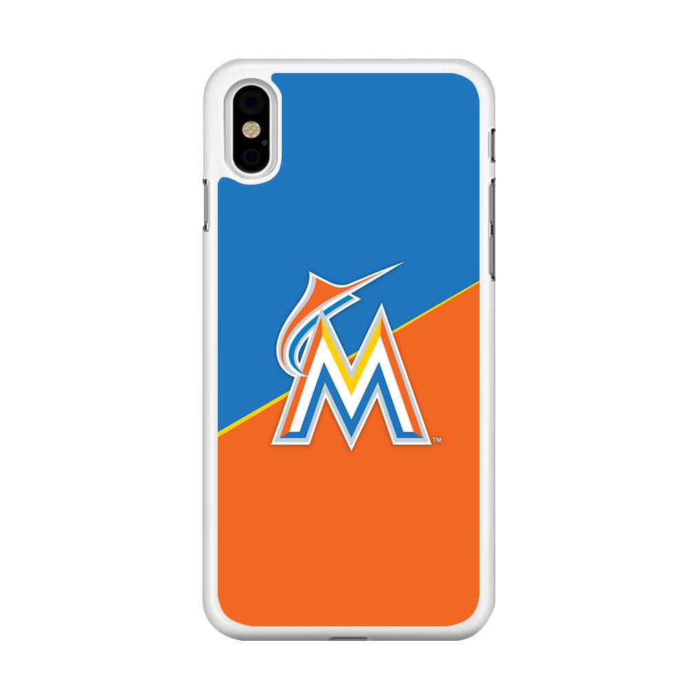 Baseball Miami Marlins MLB 002 iPhone Xs Max Case-Rubber / White (2D Case)-Xtracase