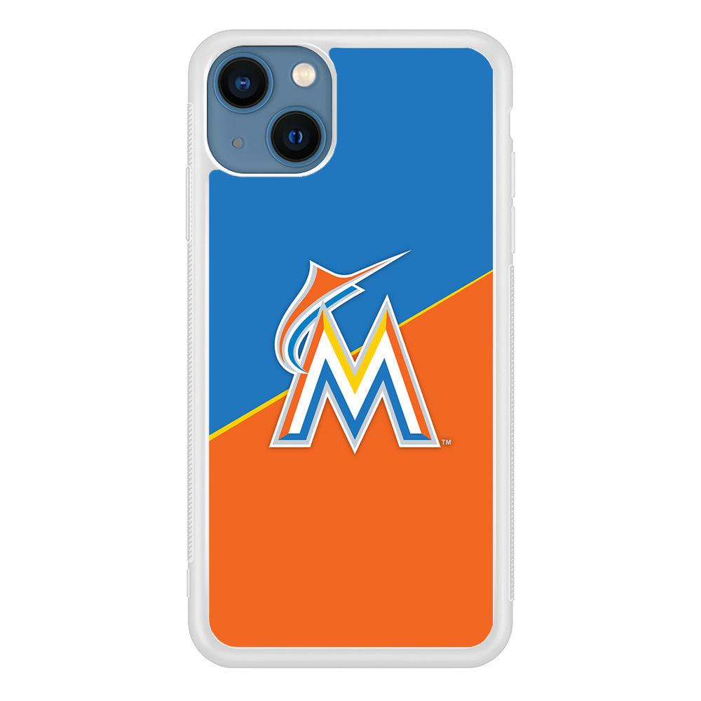 Baseball Miami Marlins MLB 002 iPhone 13 Case-Rubber / White (2D Case)-Xtracase