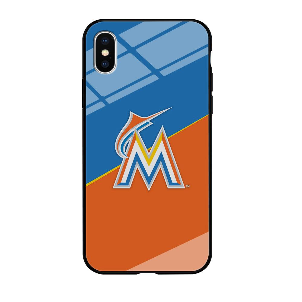 Baseball Miami Marlins MLB 002 iPhone Xs Case-Tempered Glass Case-Xtracase