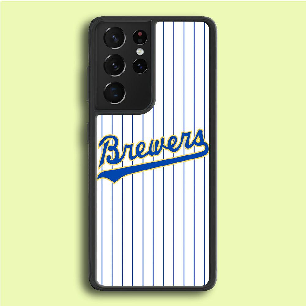 Baseball Milwaukee Brewers MLB 002 Samsung Galaxy S21 Ultra Case-Rubber / Black (2D Case)-Xtracase