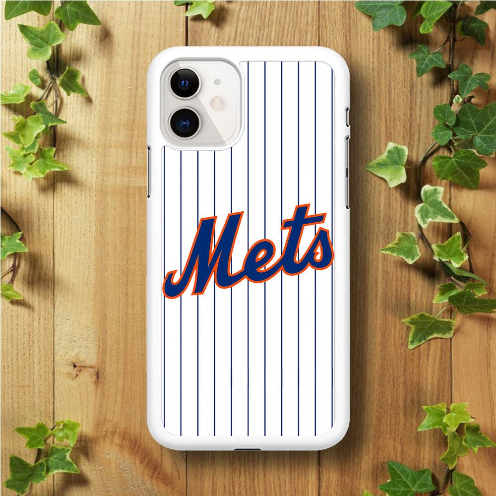 Baseball New York Mets MLB 001 iPhone 11 Case-Rubber / White (2D Case)-Xtracase