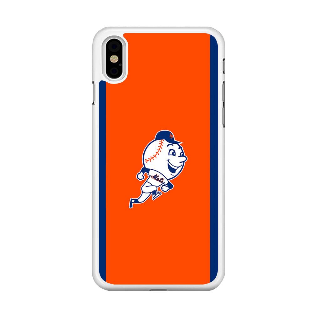 Baseball New York Mets MLB 002 iPhone X Case-Rubber / White (2D Case)-Xtracase