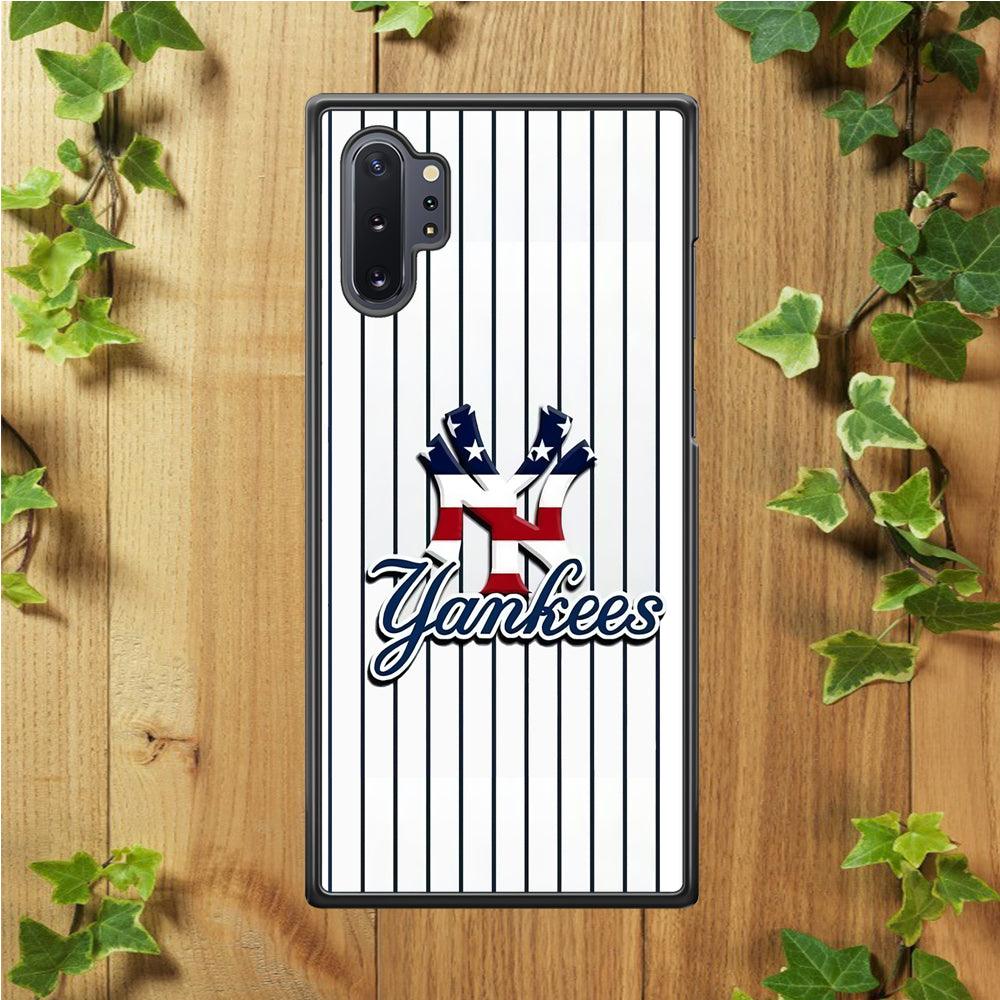 Baseball New York Yankees MLB 001 Samsung Galaxy Note 10 Plus Case-Rubber / White (2D Case)-Xtracase