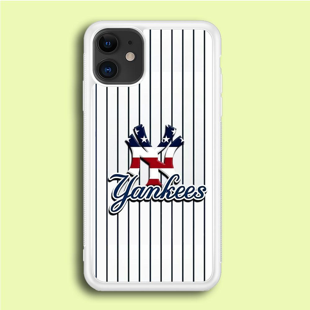 Baseball New York Yankees MLB 001 iPhone 12 Case-Rubber / White (2D Case)-Xtracase