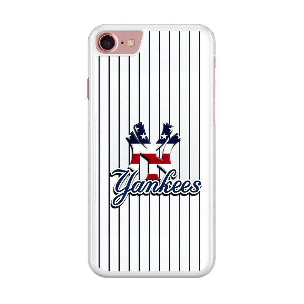 Baseball New York Yankees MLB 001 iPhone 8 Case-Rubber / White (2D Case)-Xtracase