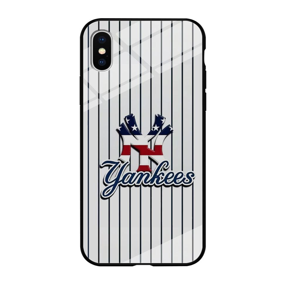 Baseball New York Yankees MLB 001 iPhone X Case-Tempered Glass Case-Xtracase
