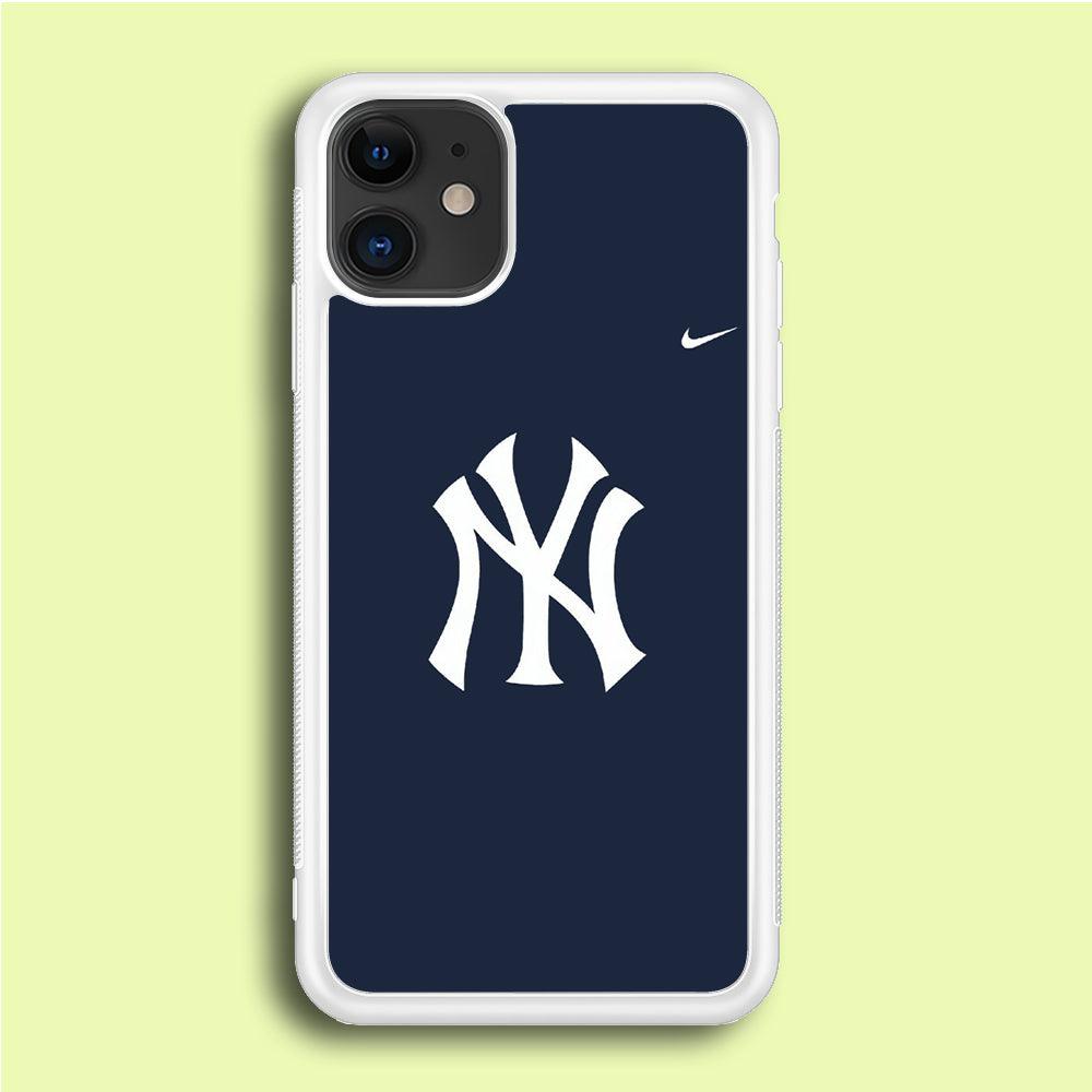Baseball New York Yankees MLB 002 iPhone 12 Case-Rubber / White (2D Case)-Xtracase