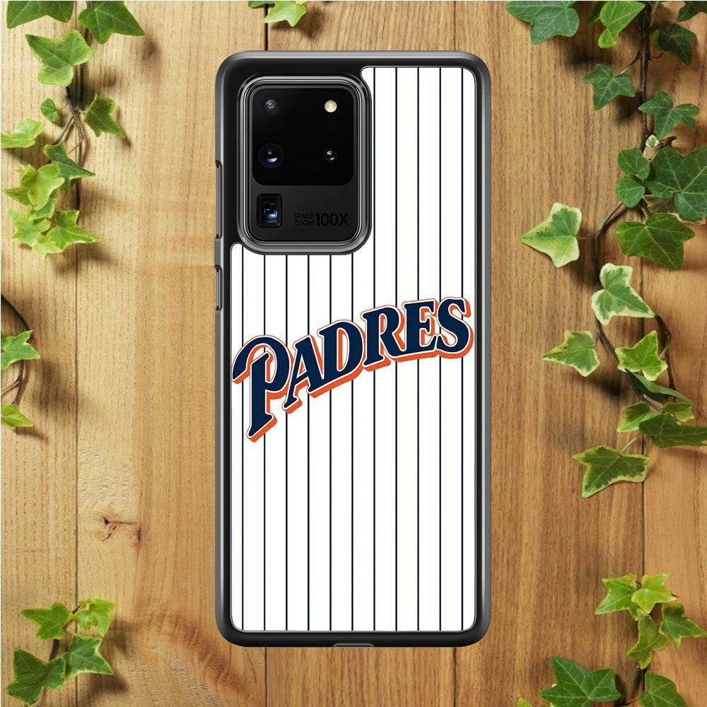 Baseball San Diego Padres MLB 001 Samsung Galaxy S20 Ultra Case-Rubber / White (2D Case)-Xtracase