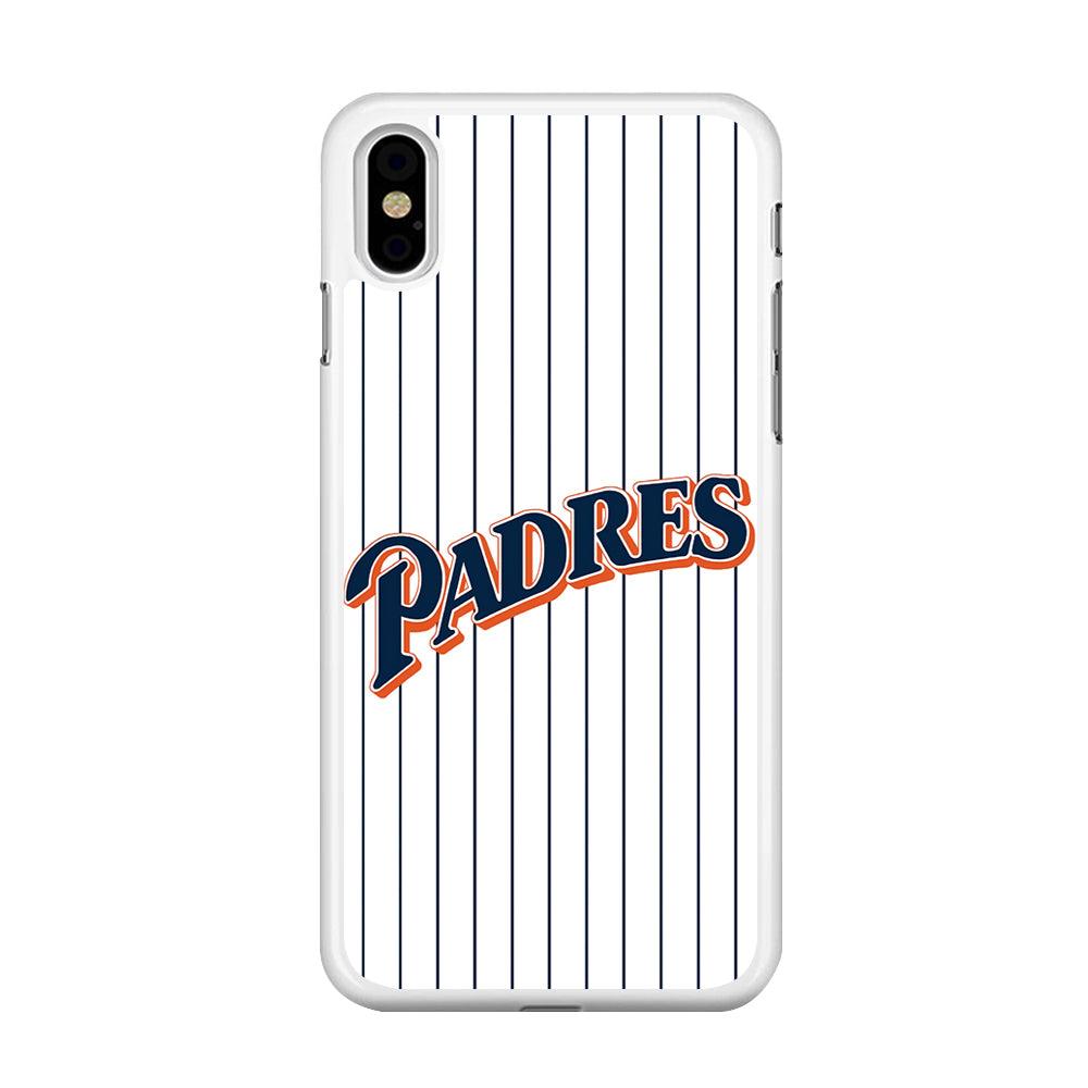 Baseball San Diego Padres MLB 001 iPhone Xs Case-Rubber / White (2D Case)-Xtracase