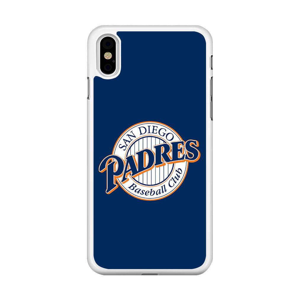 Baseball San Diego Padres MLB 002 iPhone Xs Max Case-Rubber / White (2D Case)-Xtracase