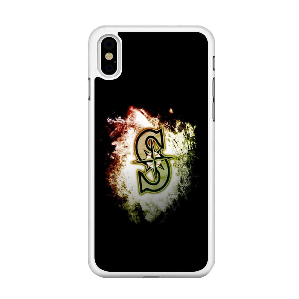 Baseball Seattle Mariners MLB 002 iPhone X Case-Rubber / White (2D Case)-Xtracase