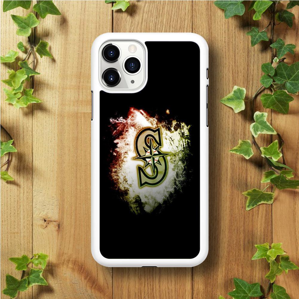Baseball Seattle Mariners MLB 002 iPhone 11 Pro Max Case-Rubber / White (2D Case)-Xtracase
