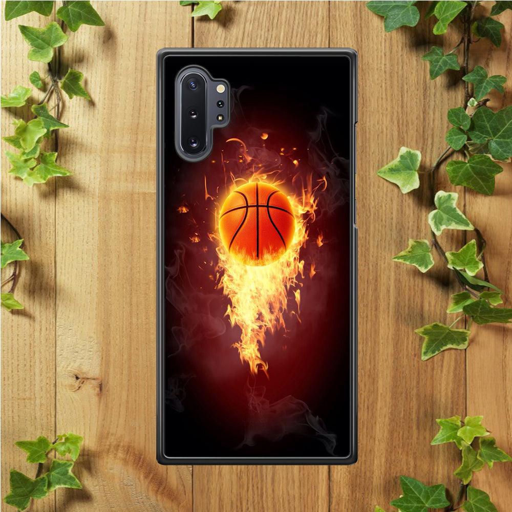 Basketball Art 001 Samsung Galaxy Note 10 Plus Case-Rubber / White (2D Case)-Xtracase