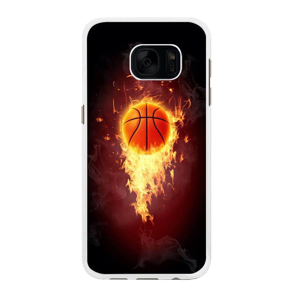 Basketball Art 001 Samsung Galaxy S7 Edge Case-Rubber / White (2D Case)-Xtracase