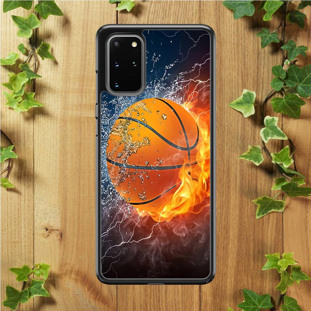 Basketball Ball Cool Art Samsung Galaxy S20 Plus Case-Rubber / White (2D Case)-Xtracase