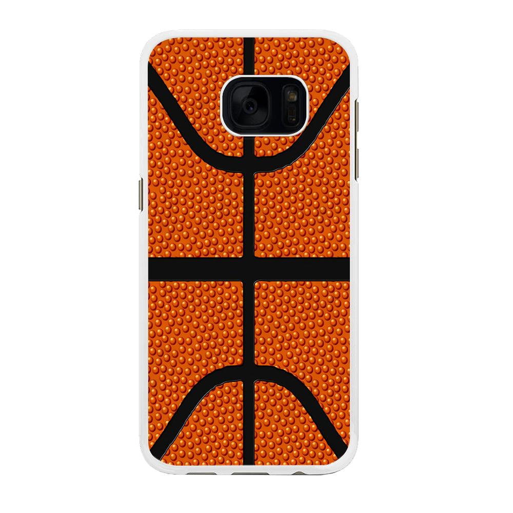 Basketball Pattern Samsung Galaxy S7 Edge Case-Rubber / White (2D Case)-Xtracase