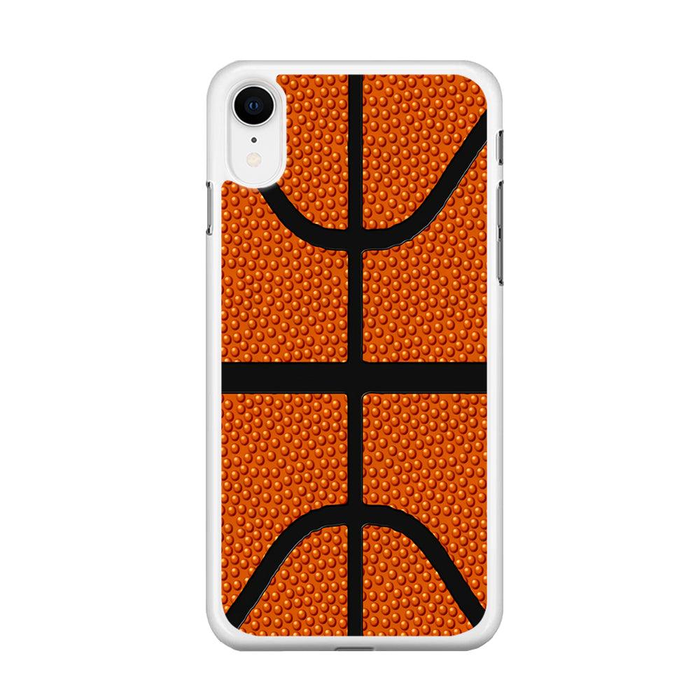 Basketball Pattern iPhone XR Case-Rubber / White (2D Case)-Xtracase