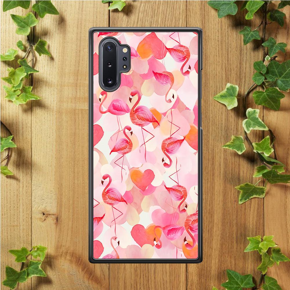 Beautiful Flamingo Art Samsung Galaxy Note 10 Plus Case-Rubber / White (2D Case)-Xtracase