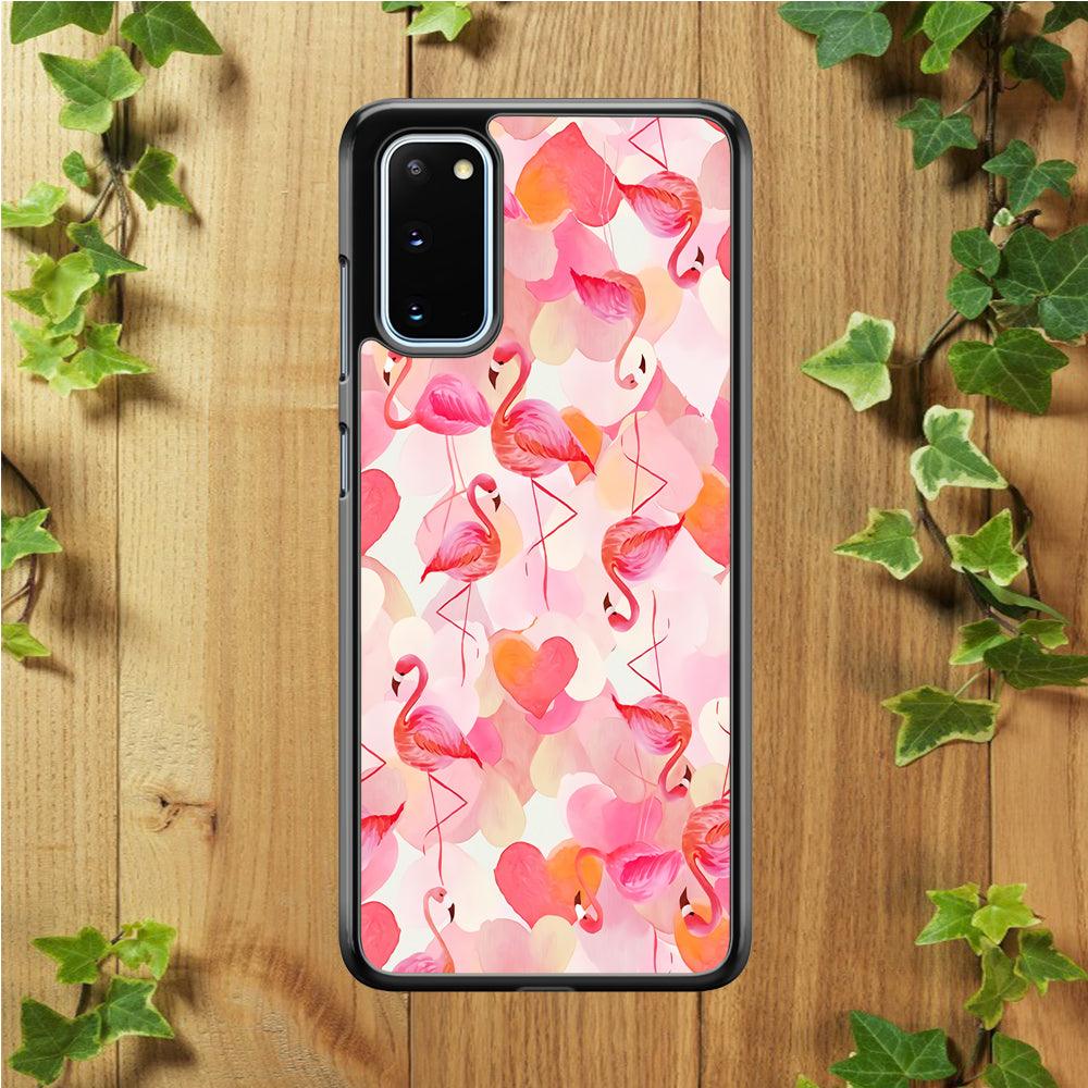 Beautiful Flamingo Art Samsung Galaxy S20 Case-Rubber / Black (2D Case)-Xtracase
