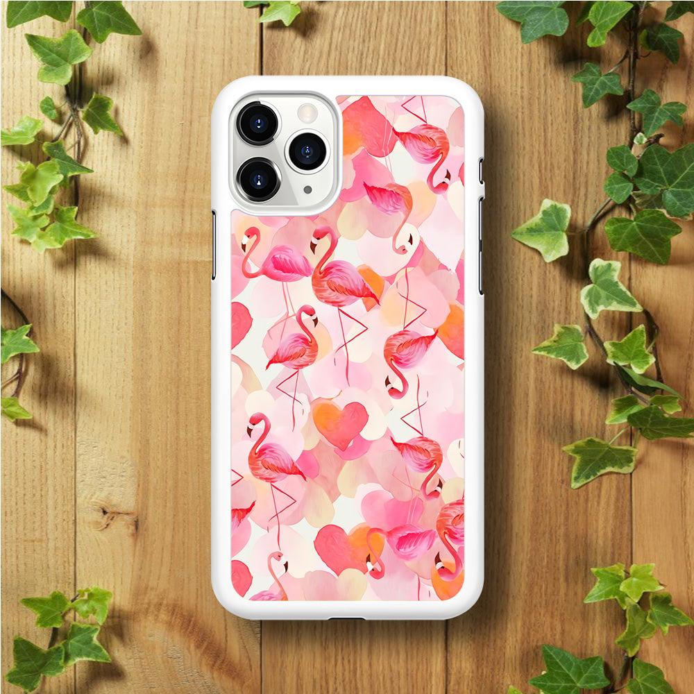 Beautiful Flamingo Art iPhone 11 Pro Max Case-Rubber / White (2D Case)-Xtracase