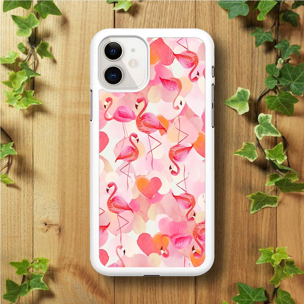Beautiful Flamingo Art iPhone 11 Case-Rubber / White (2D Case)-Xtracase