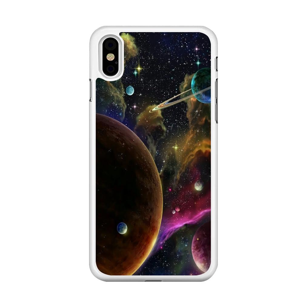 Beautiful Space Colorful 006 iPhone Xs Case-Rubber / White (2D Case)-Xtracase