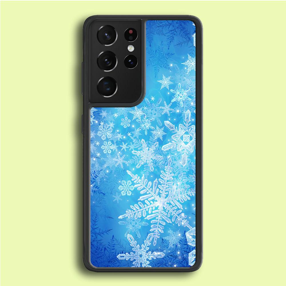 Beautifull Snow Pattern Samsung Galaxy S21 Ultra Case-Rubber / White (2D Case)-Xtracase