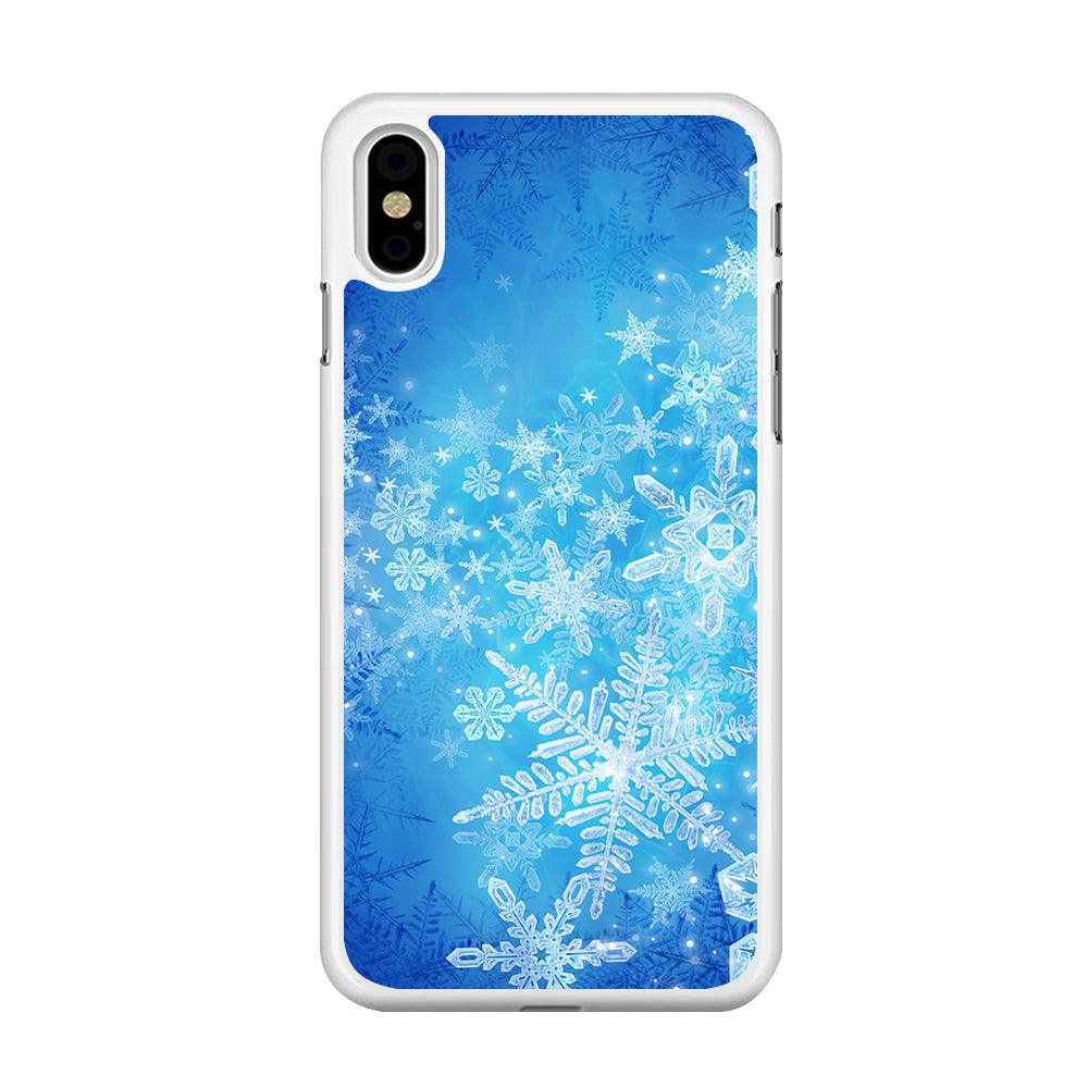 Beautifull Snow Pattern iPhone X Case-Rubber / White (2D Case)-Xtracase