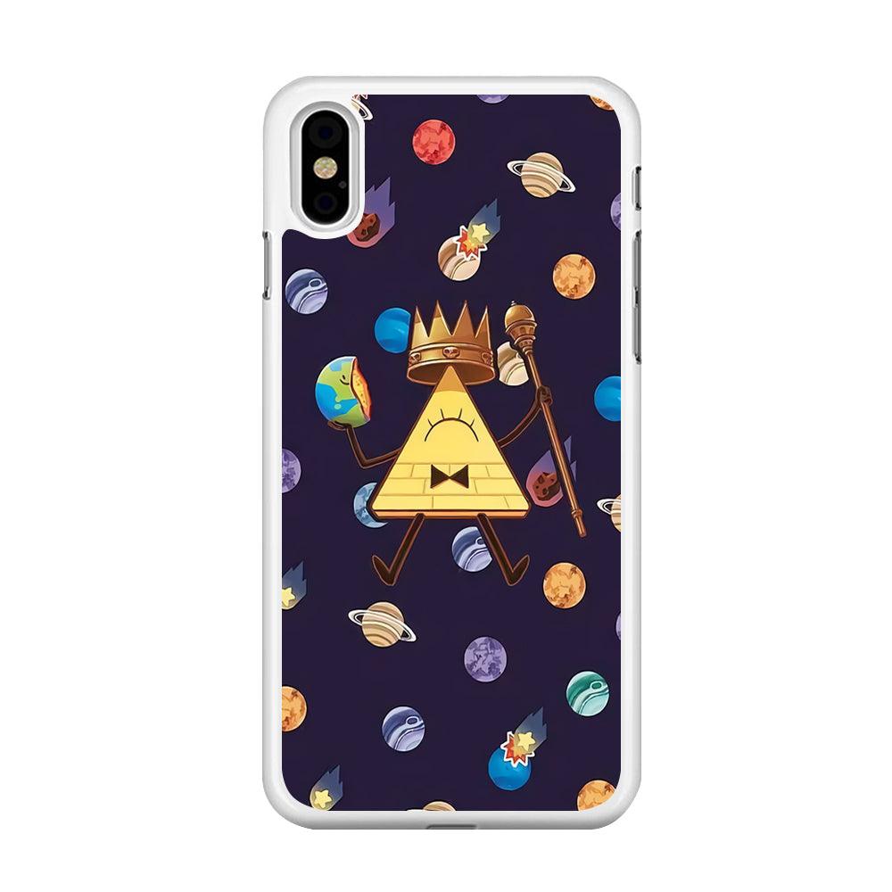 Bill Cipher and Planets Doodle iPhone Xs Case-Rubber / White (2D Case)-Xtracase