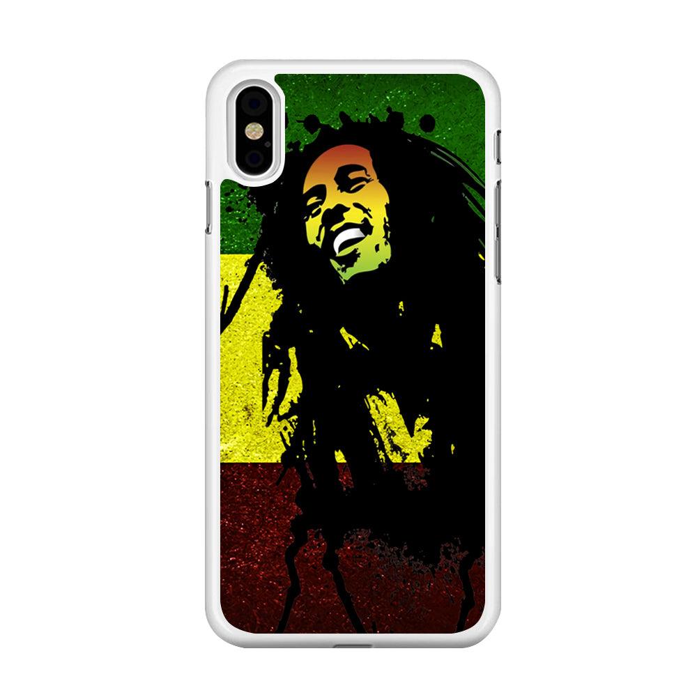 Bob Marley 003 iPhone X Case-Rubber / White (2D Case)-Xtracase