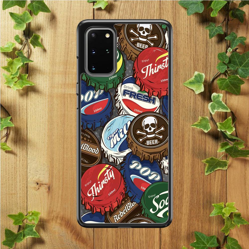 Bottle Cap Doodle Samsung Galaxy S20 Plus Case-Rubber / White (2D Case)-Xtracase